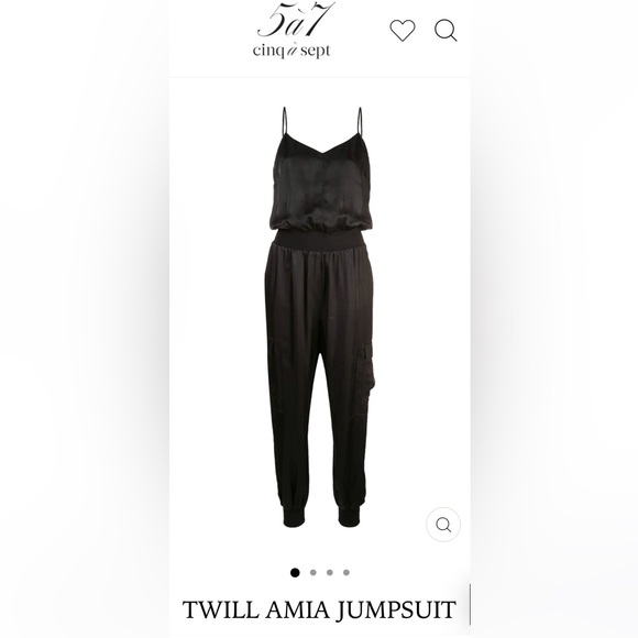 Cinq a Sept Amia Satin V-Neck Jumpsuit - Black